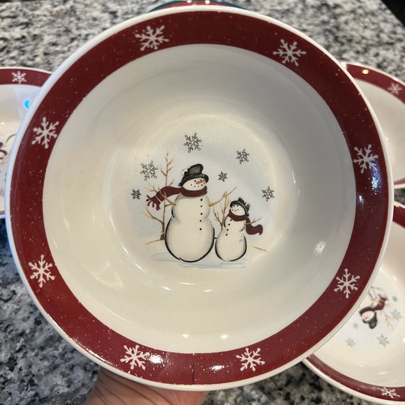 Set of 6~ Royal Seasons Snowman Christmas Coupe Cereal Bowl Holiday Snowmen - Picture 2 of 5